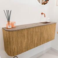Toiletmeubel Mondiaz Joya Dlux | 111.6 cm | Meubelkleur Oak | Faye wastafel Arena Wasbak Rechts | Zonder kraangat(en)