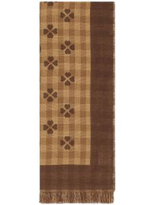 Gucci fringed cotton-jacquard scarf - Marron