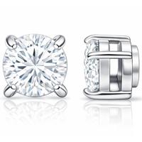 Heren oorbellen magnetisch zilverkleurig rond met een steen