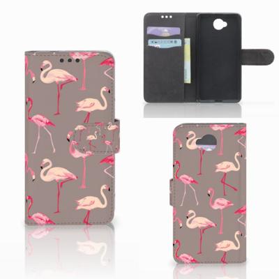 Microsoft Lumia 650 | Telefoonhoesje | Met pasjeshouder | Flamingo