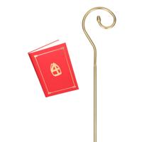 Sinterklaas accessoire verkleed set - het grote boek - staf van Sinterklaas - goud