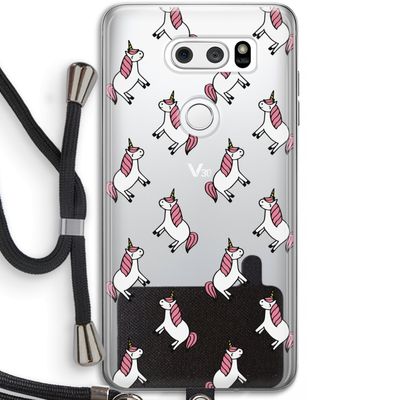 Eenhoorns overal: LG V30 Transparant Hoesje met koord