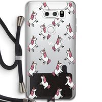 Eenhoorns overal: LG V30 Transparant Hoesje met koord