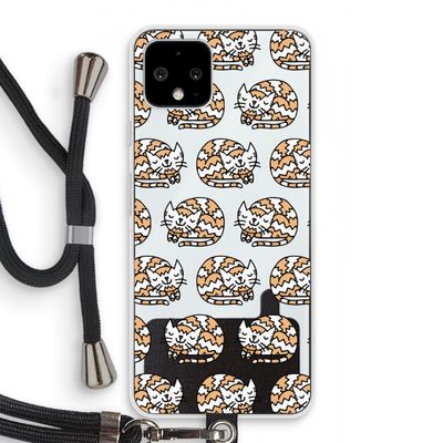 Slapende poes: Pixel 4 Transparant Hoesje met koord