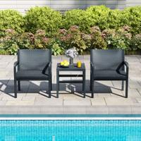 3-delig Rattan Tuinmeubel Set Weerbestendige Balkonmeubels Balkonset Inclusief 2 Stoelen met Tafel Grijs 3-delig Rattan Tuinmeubel Set Weerbestendige Balkonmeubels Balkonset Inclusief 2 Stoelen met Tafel Grijs