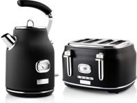Westinghouse Retro waterkoker + broodrooster 4 sleuven - zwart