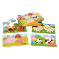 Puzzels in opbergblik - 4in1 boerderij