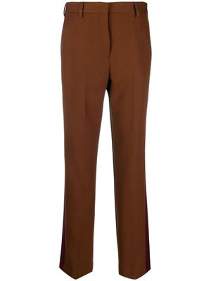 Burberry pantalon en laine mélangée à taille haute - Marron