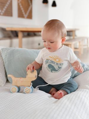 Broek in harem-model van hydrofiel katoen baby jongen blauw