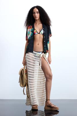 Gehaakte pareo met applicaties - WHITE - U