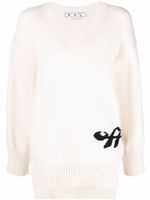 Off-White pull à logo en maille intarsia - Blanc - thumbnail