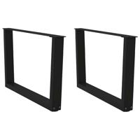 Eettafelpoten 2 st V-vormig 70x(42-43,3) cm staal zwart