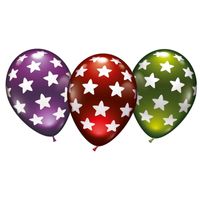 6x stuks luxe Metallic ballonnen met sterren 30 cm - thumbnail