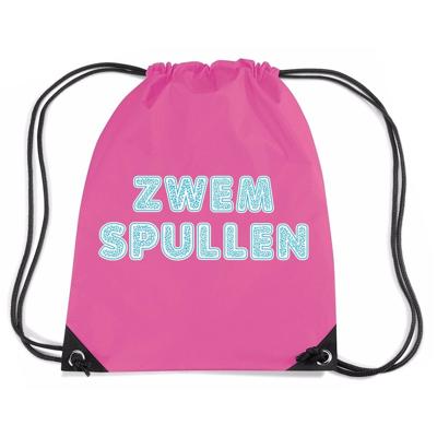Zwemspullen rugzakje - roze - nylon zwemtas - met rijgkoord - zwemles - sport