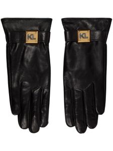 Karl Lagerfeld gants à plaque logo - Noir