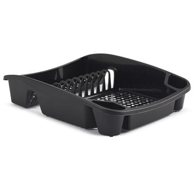 Afwas afdruiprek - kunststof - 48 x 39 x 12 cm - zwart - afwassen en drogen