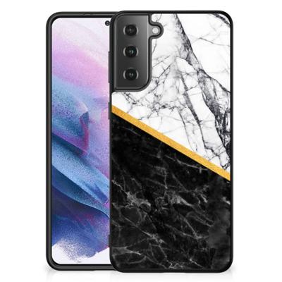 Samsung Galaxy S21 Plus Marmeren Print Telefoonhoesje Marmer Wit Zwart - Origineel Cadeau Man