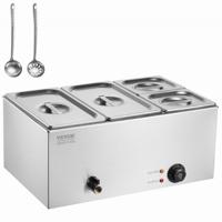 VEVOR voedselverwarmer komfoor gastronormbak 15,5L 2x1/3 + 2x1/6