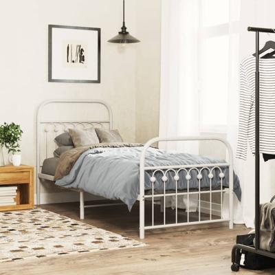 Bedframe met hoofd- en voeteneinde metaal wit 80x200 cm