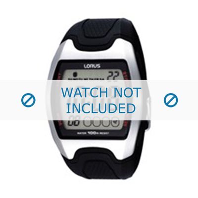 Lorus horlogeband Z009-X002 Rubber Zwart
