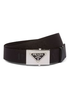 Prada ceinture tressée à boucle logo - Noir