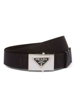 Prada ceinture tressée à boucle logo - Noir - thumbnail