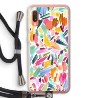 Watercolor Brushstrokes: Samsung Galaxy A20e Transparant Hoesje met koord