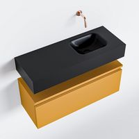 Toiletmeubel Mondiaz Andor | 80 cm | Meubelkleur Ocher | Lex vrijhangend wastafel Urban Rechts | Zonder kraangat