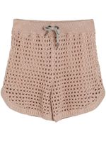 Brunello Cucinelli Kids short en maille ajourée à sequins brodés - Rose