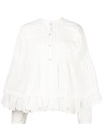 Natasha Zinko blouse brodée à volants - Blanc