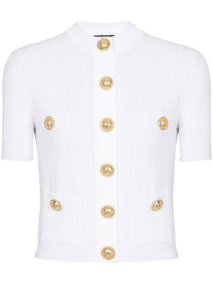 Balmain cardigan en maille pointelle - Blanc