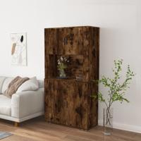 Hoge kast bewerkt hout gerookt eikenkleurig