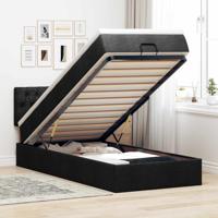 Bed met matras 100x200 cm stof zwart