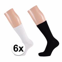 Zwarte en witte dames sokken pakket 6 paar maat 35/42 35/42  -
