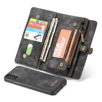 CaseMe afneembaar multifunctioneel horizontale Flip lederen hoes for iPhone XS Max, met kaart sleuf & houder & rits portemonnee & Photo Frame (zwart)