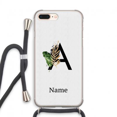 Charcoal Flora: iPhone 8 Plus Transparant Hoesje met koord