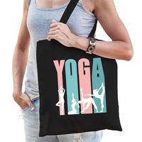 Yoga icons katoenen tas zwart voor volwassenen - sport / hobby tasjes