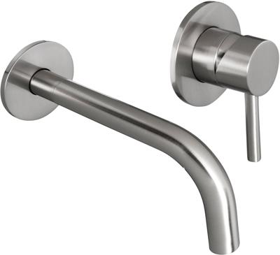 Ben Lavion 2-gats inbouw wastafelkraan afdekset RVS-look