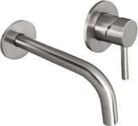 Ben Lavion 2-gats inbouw wastafelkraan afdekset RVS-look