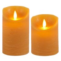 Set van 2x stuks oker geel Led kaarsen met bewegende vlam - thumbnail