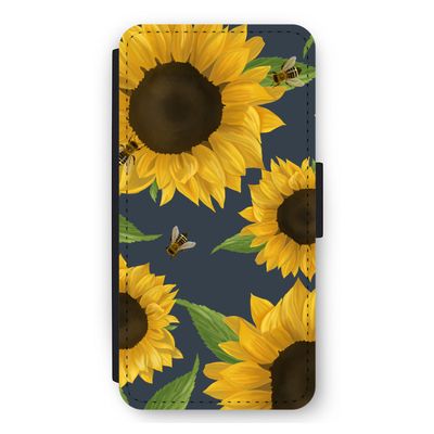Sunflower and bees: iPhone 11 Flip Hoesje