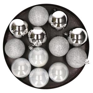 Cosy & Trendy Kerstballen - kunststof - 12 stuks - zilver - 6 cm