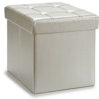 Poef Square BOX - hocker - opbergbox - zilvergrijs - polyester/mdf - 31 x 31 cm - opvouwbaar - thumbnail