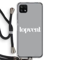 Topvent Grijs Wit: Samsung Galaxy A22 5G Transparant Hoesje met koord Topvent Grijs Wit: Samsung Galaxy A22 5G Transparant Hoesje met koord