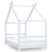 Kinderbedframe massief grenenhout wit 80x160 cm