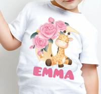 T-shirt baby Schattige dieren giraf met naam