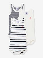 Set van 3 mouwloze rompertjes in biokatoen PETIT BATEAU wit