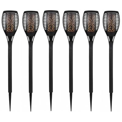 Pro Garden Solar tuinlamp / fakkel / prikspot - 6x - vlameffect - zonne-energie - 58 cm