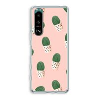 Cactusprint roze: Sony Xperia 5 III Transparant Hoesje