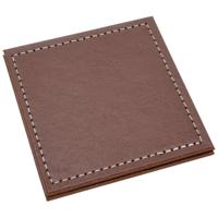 H&S Collection Glazen onderzetters - 4x stuks - bruin - kunstleder - 10 cm